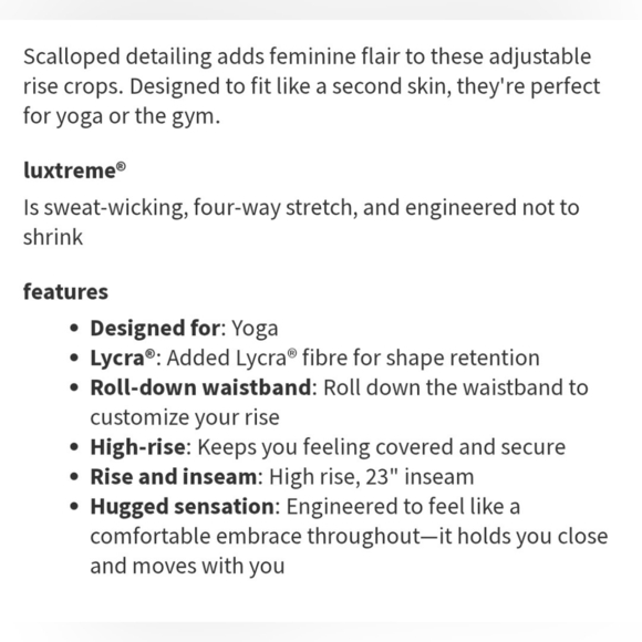 Lululemon Wunder Under High-Rise Crop 23" Tight In Scallop Water Blossom Size 6 - Picture 12 of 16